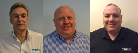 Truvox’s new Sales Team recruits. From left to right, Colin Gilkes, Dan Alexander, and Craig Manson